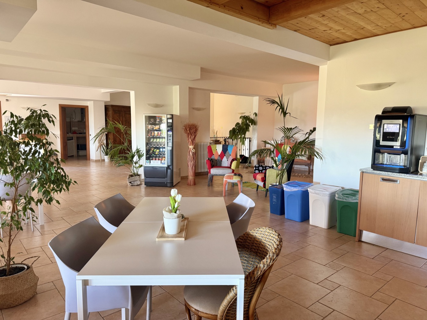 Guest breakfast lounge with coffee machine